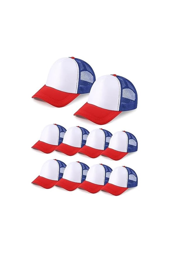 10 Pcs Sublimation Blank Trucker Hats Bulk Mesh Baseball Cap Polyester Mesh Trucker Hat for Men and Women