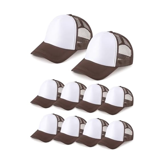 Eryueer 10 Pcs Sublimation Blank Trucker Hats Bulk Mesh Baseball Cap Polyester Mesh Trucker Hat for Men and Women