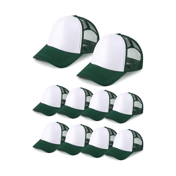 Eryueer 10 Pcs Sublimation Blank Trucker Hats Bulk Mesh Baseball Cap Polyester Mesh Trucker Hat for Men and Women