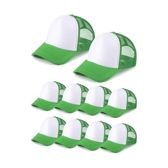 Eryueer 10 Pcs Sublimation Blank Trucker Hats Bulk Mesh Baseball Cap Polyester Mesh Trucker Hat for Men and Women