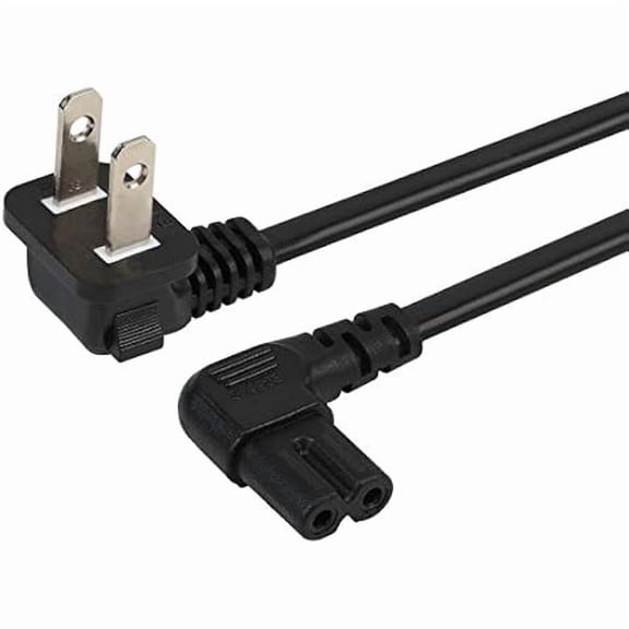Eryueer 10FT 2 Prong Power Cord, NEMA 1-15P to IEC320 C7 Right Angle Power Cable, Replacement for Samsung TV, Power Cords for TCL LG TV