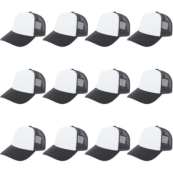 Eryueer 12 Pcs Sublimation Trucker Hats Blank Mesh Baseball Cap Polyester Bulk Mesh Trucker Hat for Men and Women