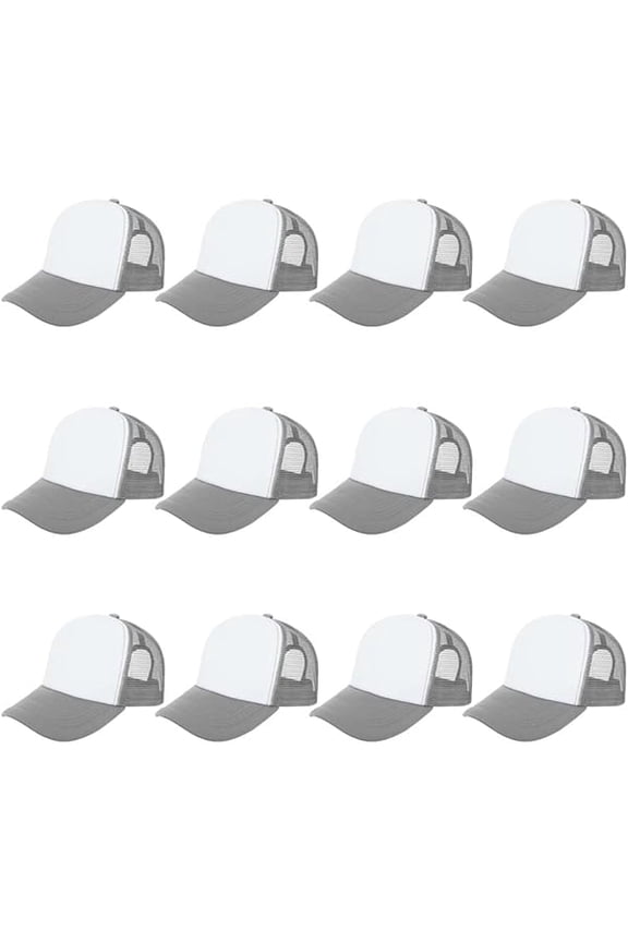 12 Pcs Sublimation Trucker Hats Blank Mesh Baseball Cap Polyester Bulk Mesh Trucker Hat for Men and Women