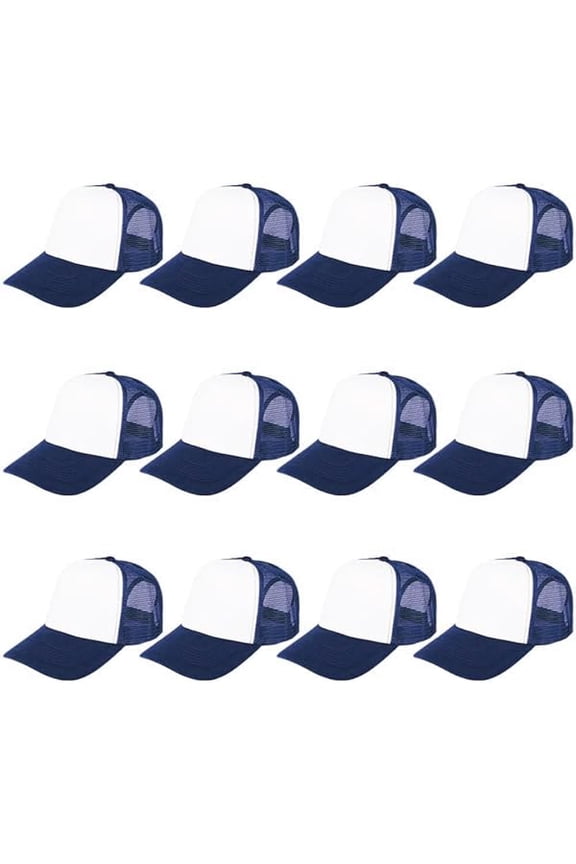 12 Pcs Sublimation Trucker Hats Blank Mesh Baseball Cap Polyester Bulk Mesh Trucker Hat for Men and Women