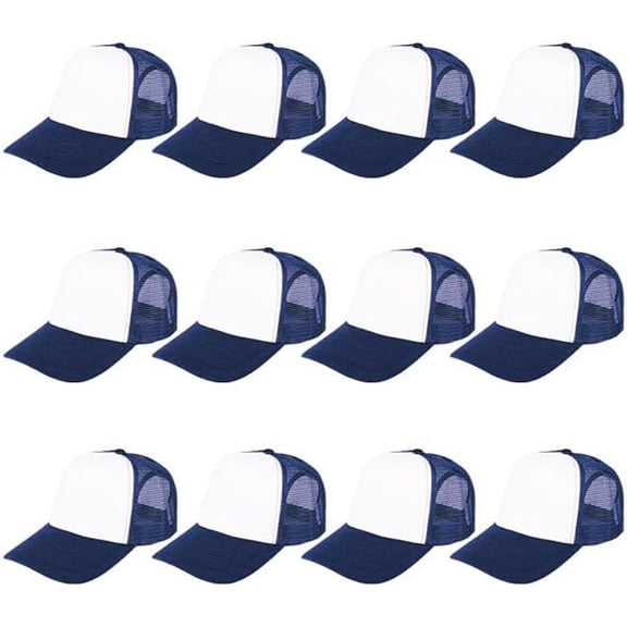 Eryueer 12 Pcs Sublimation Trucker Hats Blank Mesh Baseball Cap Polyester Bulk Mesh Trucker Hat for Men and Women