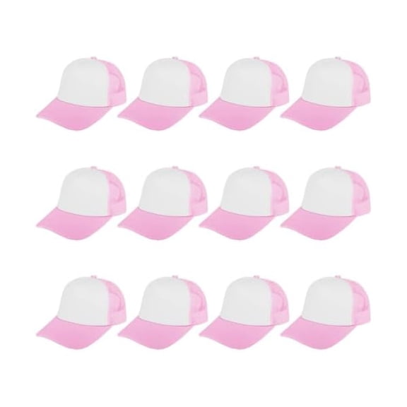 Eryueer 12 Pcs Sublimation Trucker Hats Blank Mesh Baseball Cap Polyester Bulk Mesh Trucker Hat for Men and Women