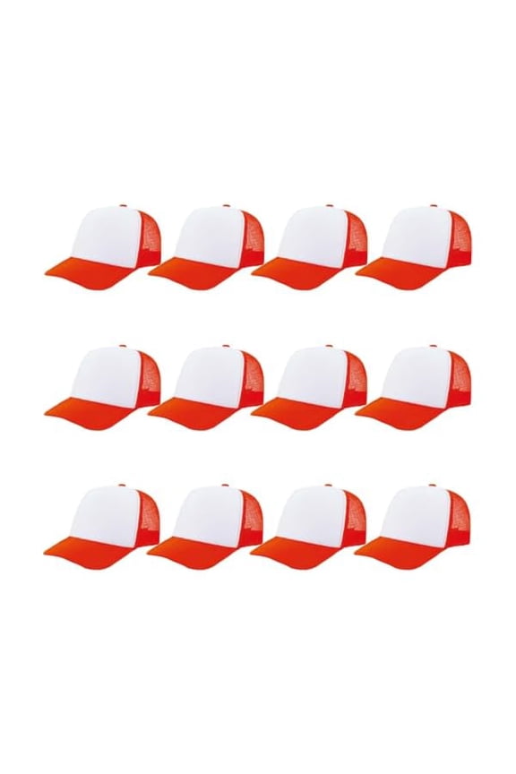 12 Pcs Sublimation Trucker Hats Blank Mesh Baseball Cap Polyester Bulk Mesh Trucker Hat for Men and Women