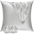 thumbnail image 1 of Eryueer 2 Pack Satin Pillowcase for Hair and Skin,Soft as Silk Pillowcases for Hair and Skin,Easier Care than Silk Pillow Case Silver Grey Pillowcases for 80x80cm Pillow Envelope & 2 Scrunchies, 1 of 1