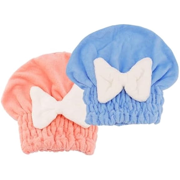 Eryueer 2Pcs Microfiber Hair Wrap Hair Drying Cap Hair Plopping Cap Towel Curly Hair Drying Towel Wrap for Women (Blue and Pink), Small
