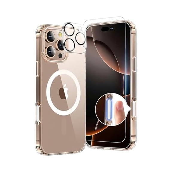 Eryueer 3 in 1 for iPhone 16 Pro Case with Camera Control Button, Not Yellowing, Screen Protector*1 Camera Lens Protector*1, Military-Grade Protection for iPhone 16 Pro Phone Case 6.3 inch Clear