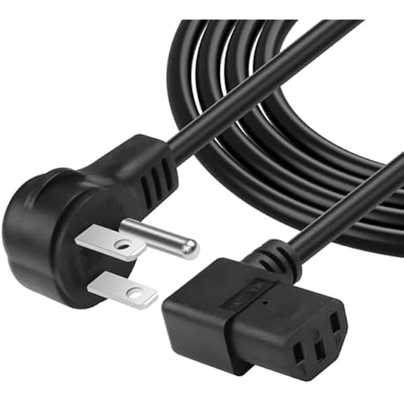 Eryueer 3.9FT 18AWG NEMA 5-15P to Right Angle IEC 320 C13 Computer Power Cord,10A/250V, 3 Prong AC Power Cord Cable for TV, Computer, Printer, Radio, Monitor, Laptop and More