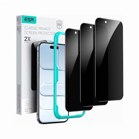 Eryueer 3 Pack for iPhone 15 Pro Max Privacy Screen Protector, Anti-spy Tempered-Glass Privacy Screen Protector, Micro-curved Edges, Case Friendly