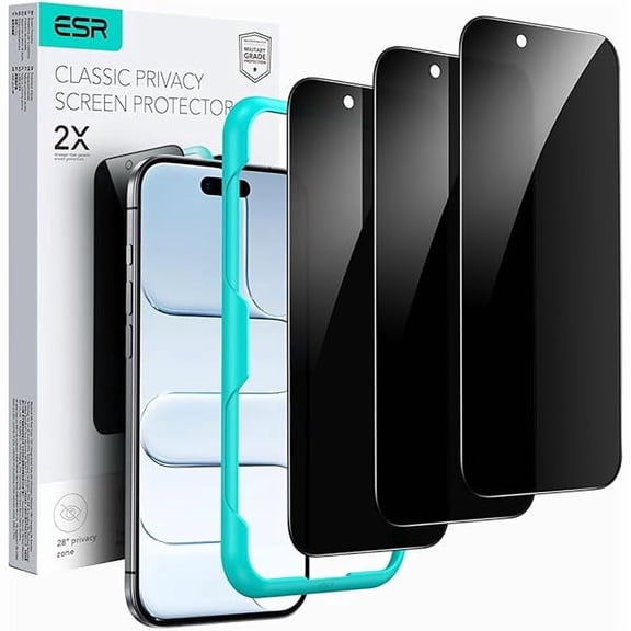 Eryueer 3 Pack for iPhone 15 Pro Privacy Screen Protector, Anti-spy Tempered-Glass Privacy Screen Protector, Micro-curved Edges, Case Friendly | Anti-spy, Tempered-Glass, Micro-curved Edges, Case