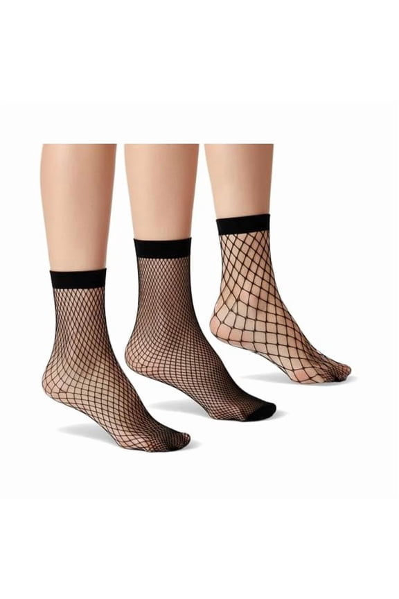 3PCS Black Mesh Sheer Lace Dress Sock, Thin Fishnet Transparent Mesh Lace Ankle Socks, Women Black Laces Fishnet Ultra Thin Anklet Socks Fishnets Sock for Summer Wear, One Size