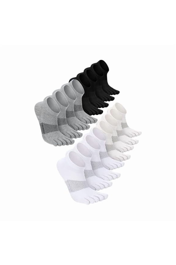 4/8 Pairs Women Toe Socks Cotton No Show Ankle Toe Socks Low Cut Five Toes Sock for Women Men Athletic Running
