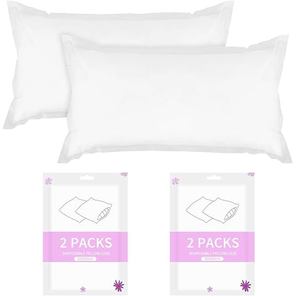 Eryueer 4PCS Disposable Pillowcases, 32 x 20 Inch Travel Pillow Case Cover White Disposable Pillow Cases Individually Wrapped Portable Pillow Sheets Standard Size for Travel Hotels Medical Hospital