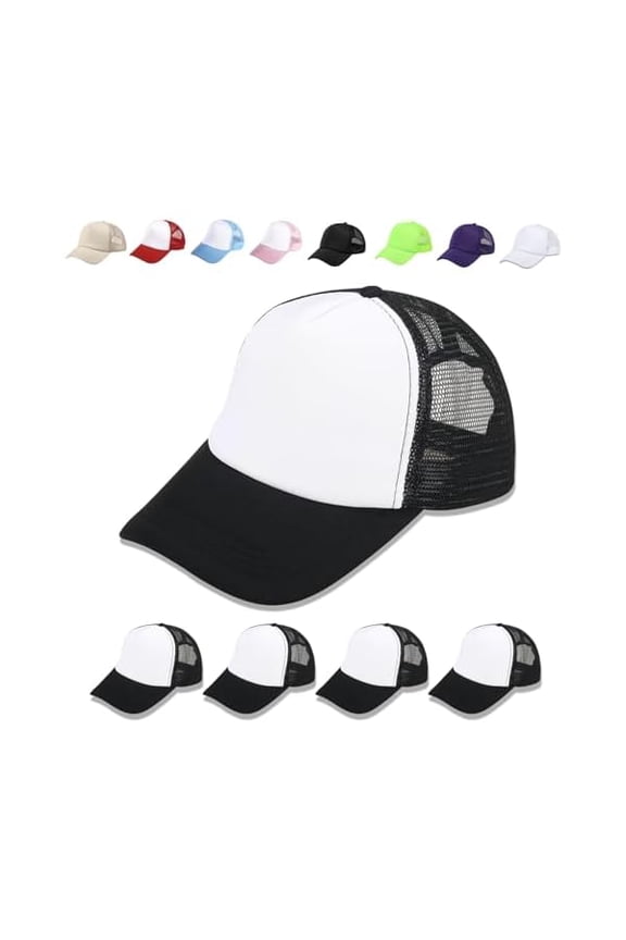 5 Pack Sublimation Blank Baseball Cap Adjustable Hat Polyester Mesh Trucker Hats for Men and Women