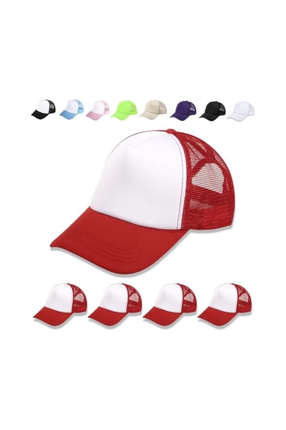 5 Pack Sublimation Blank Baseball Cap Adjustable Hat Polyester Mesh Trucker Hats for Men and Women