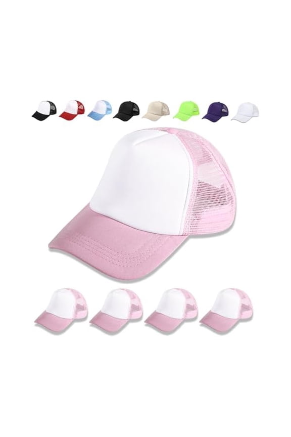 5 Pack Sublimation Blank Baseball Cap Adjustable Hat Polyester Mesh Trucker Hats for Men and Women