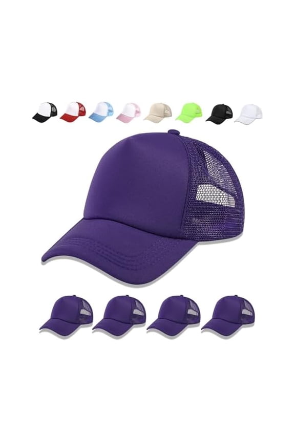 5 Pack Sublimation Blank Baseball Cap Adjustable Hat Polyester Mesh Trucker Hats for Men and Women