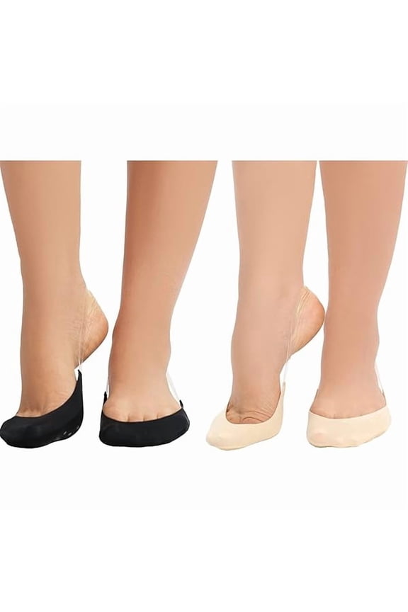 6 Pairs Toe Topper Liner Socks for Women Ultra Low Cut No Show Half Socks with Sling Back for Heels Dress Shoes