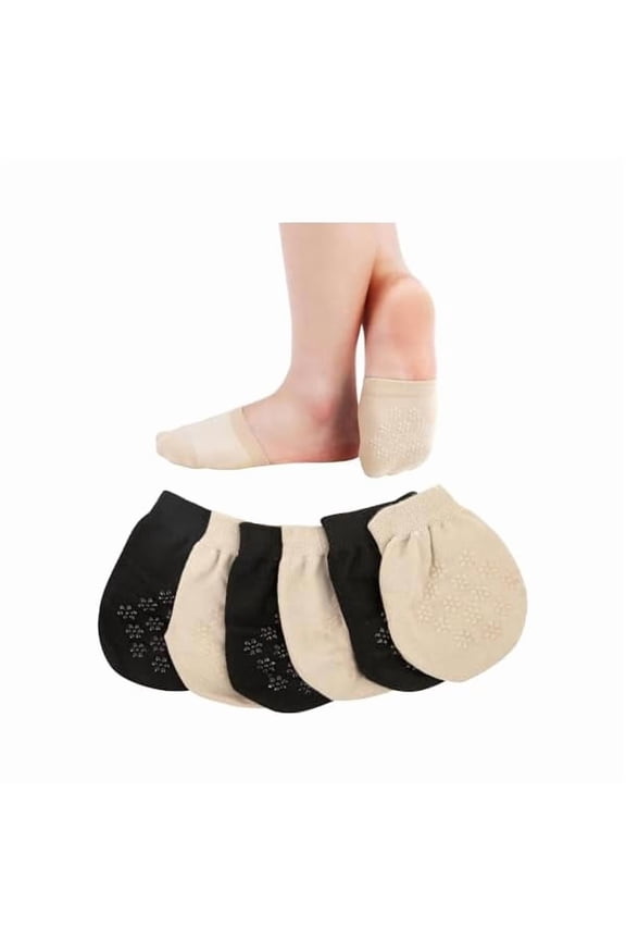 6 Pairs Toe Topper Socks No Show Liner Half Socks for Women,Seamless Grip Non Slip Sock Hidden Toe Covers Sock for Women's Mules Heels