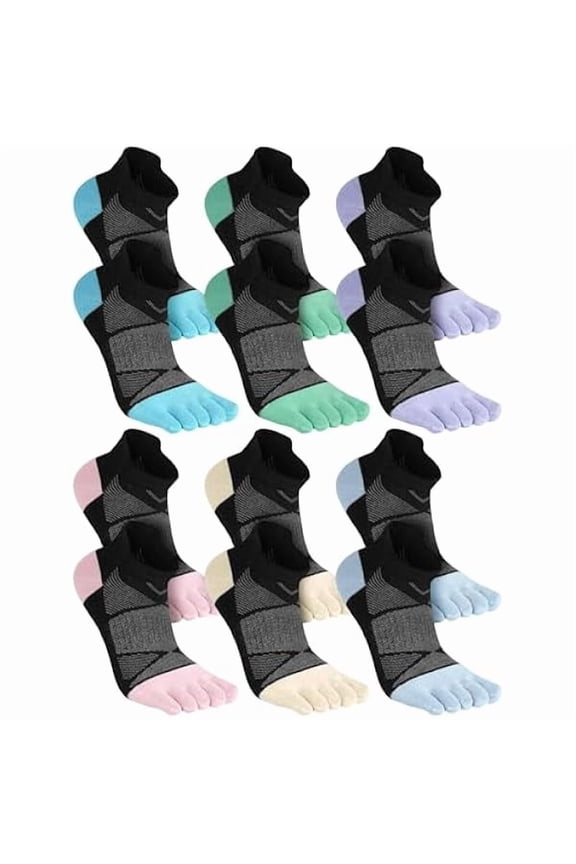 6 Pairs Women Men Ankle Toe Socks Cotton Warm Crew Toe Separator Socks for Athletic Running