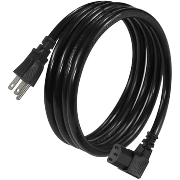 Eryueer 6FT 90 Degree Computer Monitor Power Cord - NEMA 5-15P to Right Angle C13 Power Cord, 13A 125V, 16AWG, Black Replacement Angled Printer/TV 3 Prong AC Cord, PC Power Supply Cable