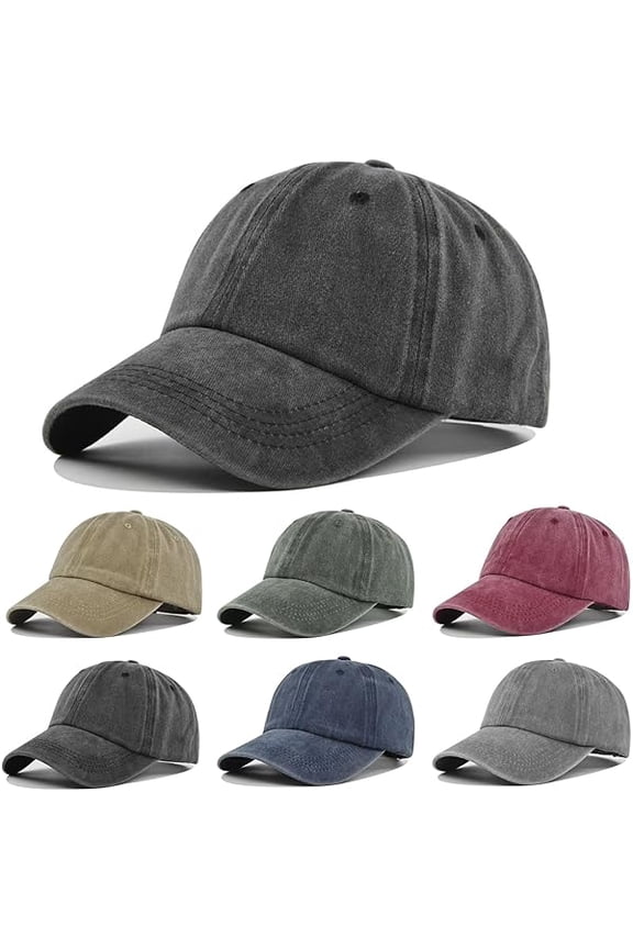 6Pack Unisex Vintage Washed Cotton Baseball Cap Soft Unconstructed Plain Blank Adjustable Size Dad Hat
