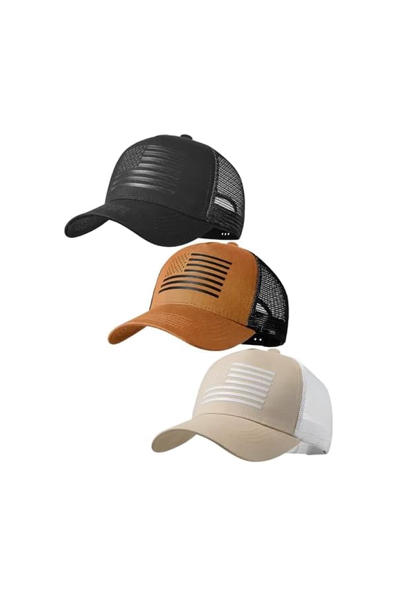 American Flag Trucker Hat Baseball Cap Snapback Fitted Hats for Men Women Snap Closure Design Breathable Mesh Side Durable
