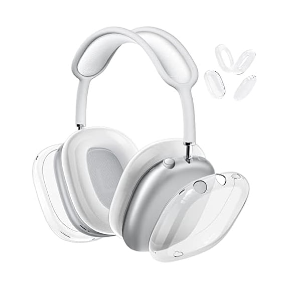 Eryueer Case Cover compatible with AirPods Max (2024/2020), with Ear Pad Cover, Clear Soft TPU Case Anti-Scratch Dust Proof, Transparent Accessories compatible with Airpods Max(Clear Set)