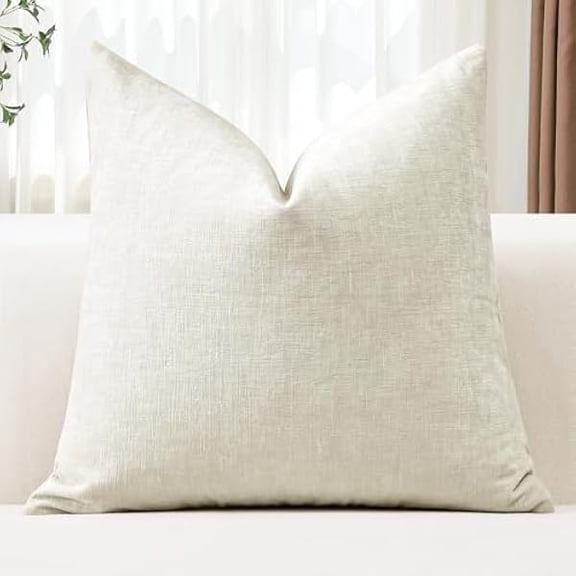 Eryueer Chenille Cushion Covers 40x40 cm Soft Cream White Decorative Throw Pillow Covers 16x16 Inch Square Cushion Case Solid Pillowcases for Couch Sofa Living Room Bed Home Decor (Cream White)