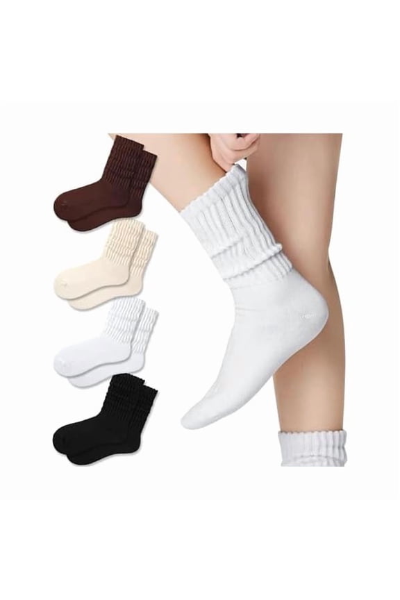 Crew Socks For Women Multipairs Cotton Cushioned Athletic Mid Calf Rib Tube 80s Retro Slouchy Socks