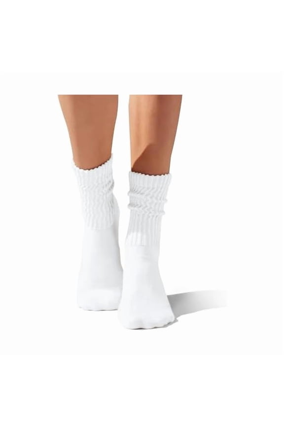 Crew Socks For Women Multipairs Cotton Cushioned Athletic Mid Calf Rib Tube 80s Retro Slouchy Socks