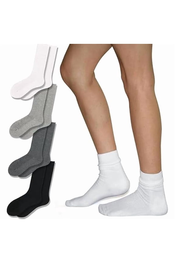 Crew Socks For Women Multipairs Cotton Cushioned Athletic Mid Calf Rib Tube 80s Retro Slouchy Socks