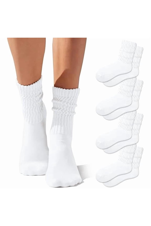 Crew Socks For Women Multipairs Cotton Cushioned Athletic Mid Calf Rib Tube 80s Retro Slouchy Socks