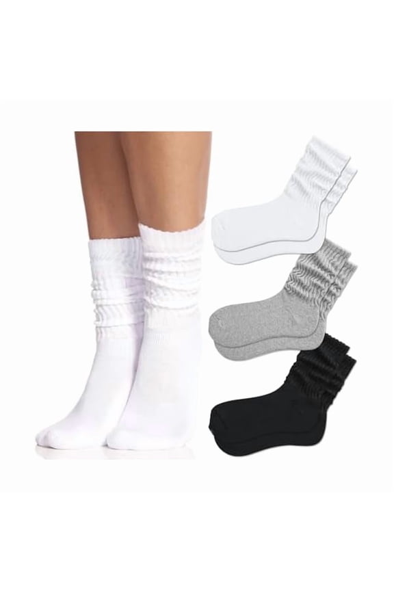 Crew Socks For Women Multipairs Cotton Cushioned Athletic Mid Calf Rib Tube 80s Retro Slouchy Socks