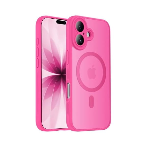 Eryueer Designed for iPhone 17 Case, Compatible with MagSafe, [Camera Protection] [15FT Military Droptection] Shockproof Translucent Matte Anti-Slip Phone Case, 6.3", Hot Pink