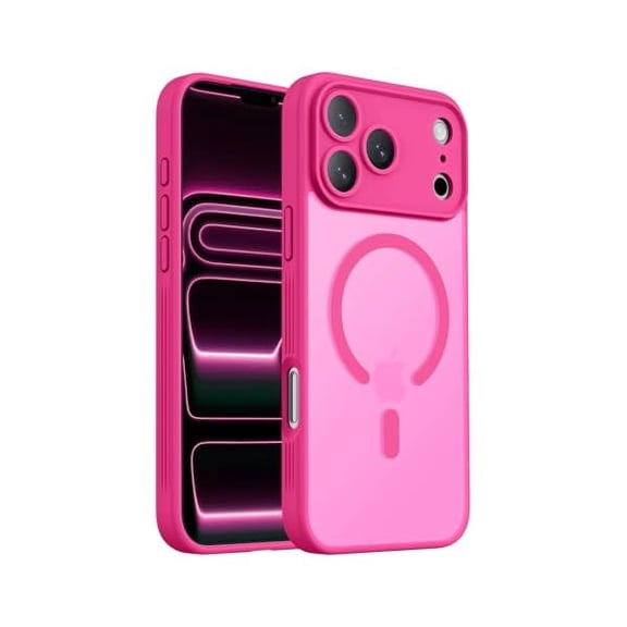 Eryueer Designed for iPhone 17 Pro Max Case Compatible with MagSafe, [Camera Protection] [15FT Military Drop Protection] Shockproof Translucent Matte Anti-Slip Phone Case, 6.9" Hot Pink