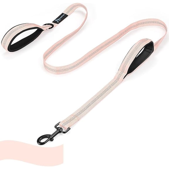 Eryueer Dog Leash for Large Medium Dogs 6Ft x 1" Reflective Stitching Large Leash with 2 Traffic Padded Handles Dog Lead Rope for Running Walking Training (Light Pink 1 Pack)