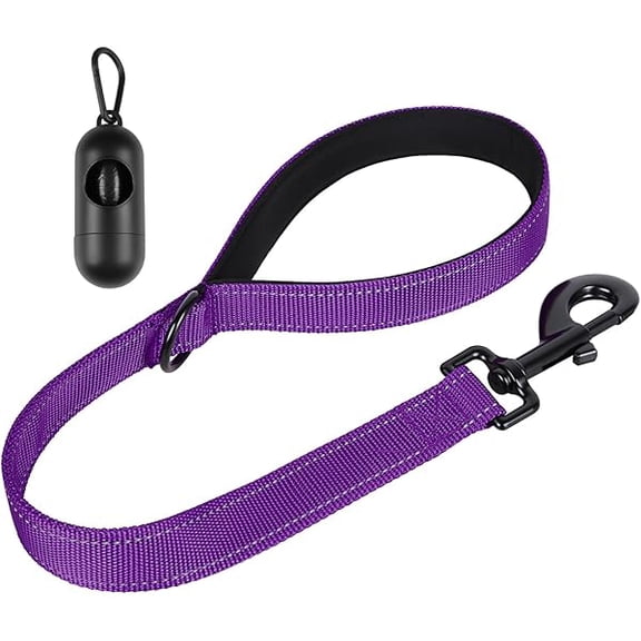 Eryueer Dog Leash, Short Dog Leash, Leashes for Large Breed Dogs,Traffic Padded Handle- Reflective Training Lead, Perfect for Medium to Large Dogs(24 Inch, Purple)