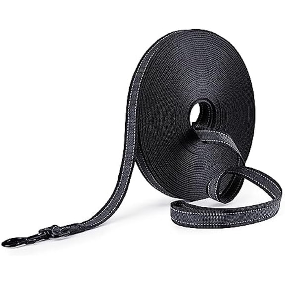 Eryueer Dog Training Leads with Anti-Slip Rubbers and Reflective Stips, 5m 10m 15m 20m Soft and Strong Nylon Long Line Dog Lead for Small Medium Large Dogs, 20m x 2.5cm