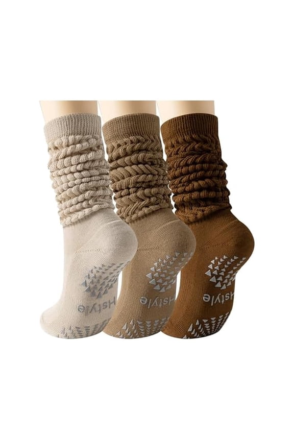 Grip Pilates Socks for Women, Slouch Scrunch Yoga Barre Socks for Hospital Workout