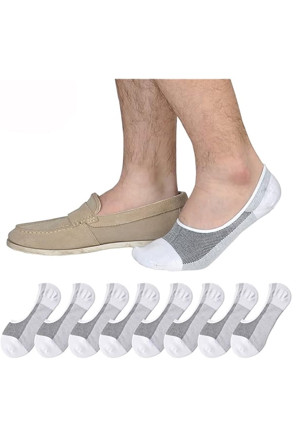 Jormatt Genuine Mens No Show Socks, Loafer Sneakers Low Cut Cotton Socks With Non Slip Grips