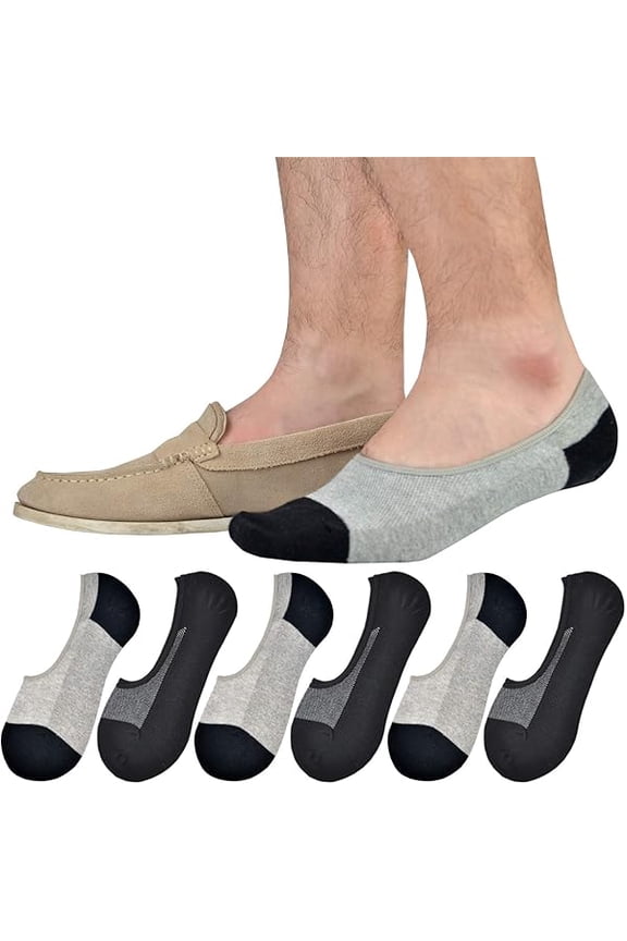 Jormatt Genuine Mens No Show Socks, Loafer Sneakers Low Cut Cotton Socks With Non Slip Grips