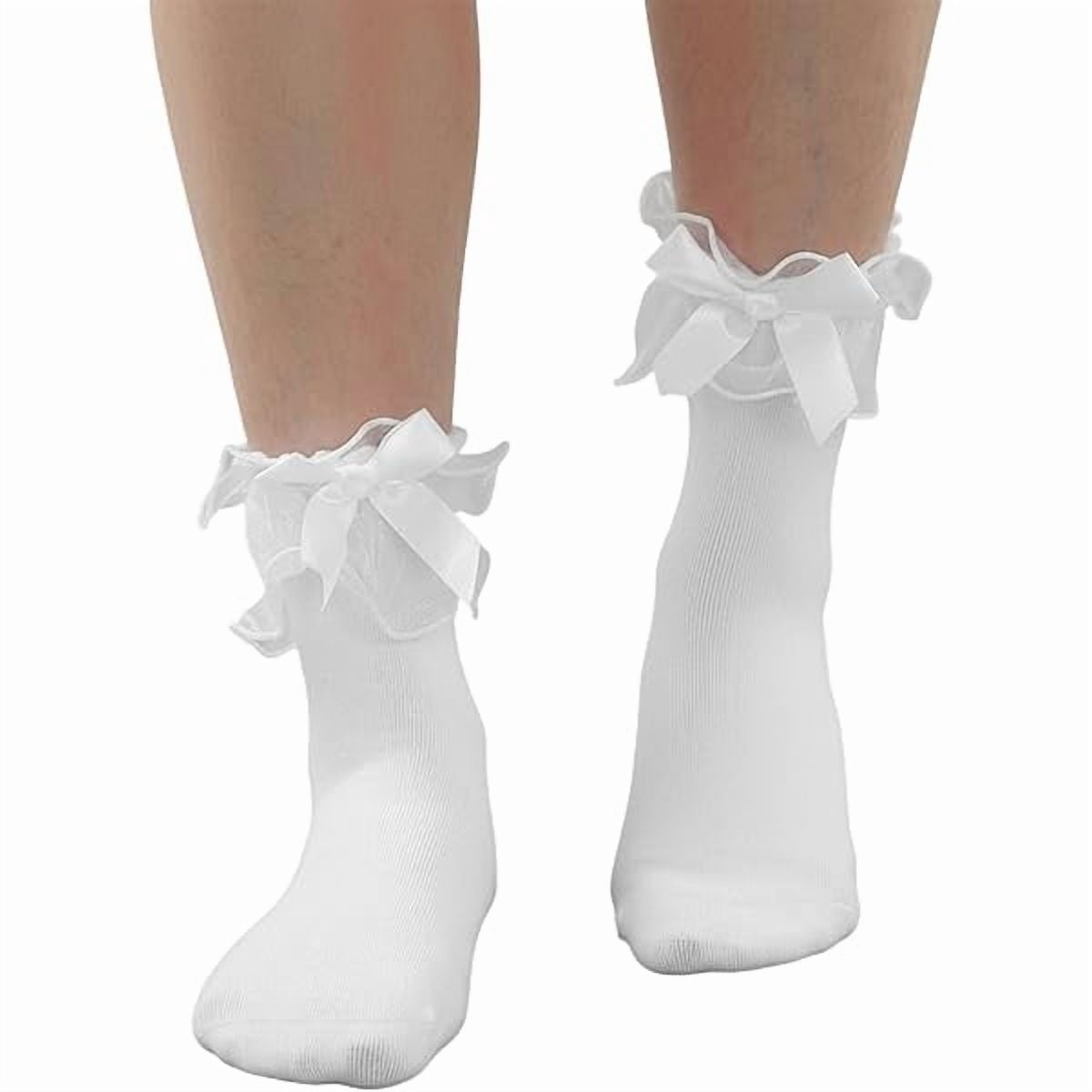 Eryueer Lace Ruffle Frilly Socks for Women Girls, Cotton Frilly Ankle ...