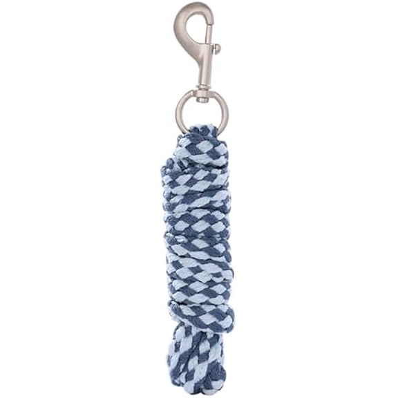 Eryueer Lead Rope for Horses, Tie Rope in Various Stylish Designs, Lead Rope, Pony, Donkey, Goat Long Knit with Carabiner Hook (Light Blue, Grey)