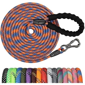 Eryueer Long Dog Leash, 20FT Check Cord with Swivel Lockable Hook and Comfortable Padded Handle for Reflective Dog Leash for Small Medium and Large Dogs Walking Training Camping Playing