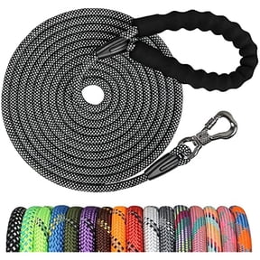 Eryueer Long Dog Leash, 20FT Check Cord with Swivel Lockable Hook and Comfortable Padded Handle for Reflective Dog Leash for Small Medium and Large Dogs Walking Training Hiking Camping Playing