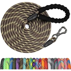 Eryueer Long Dog Leash, 20FT Check Cord with Swivel Lockable Hook and Comfortable Padded Handle for Reflective Dog Leash for Small Medium and Large Dogs Walking Training Hiking Camping Playing,Brown